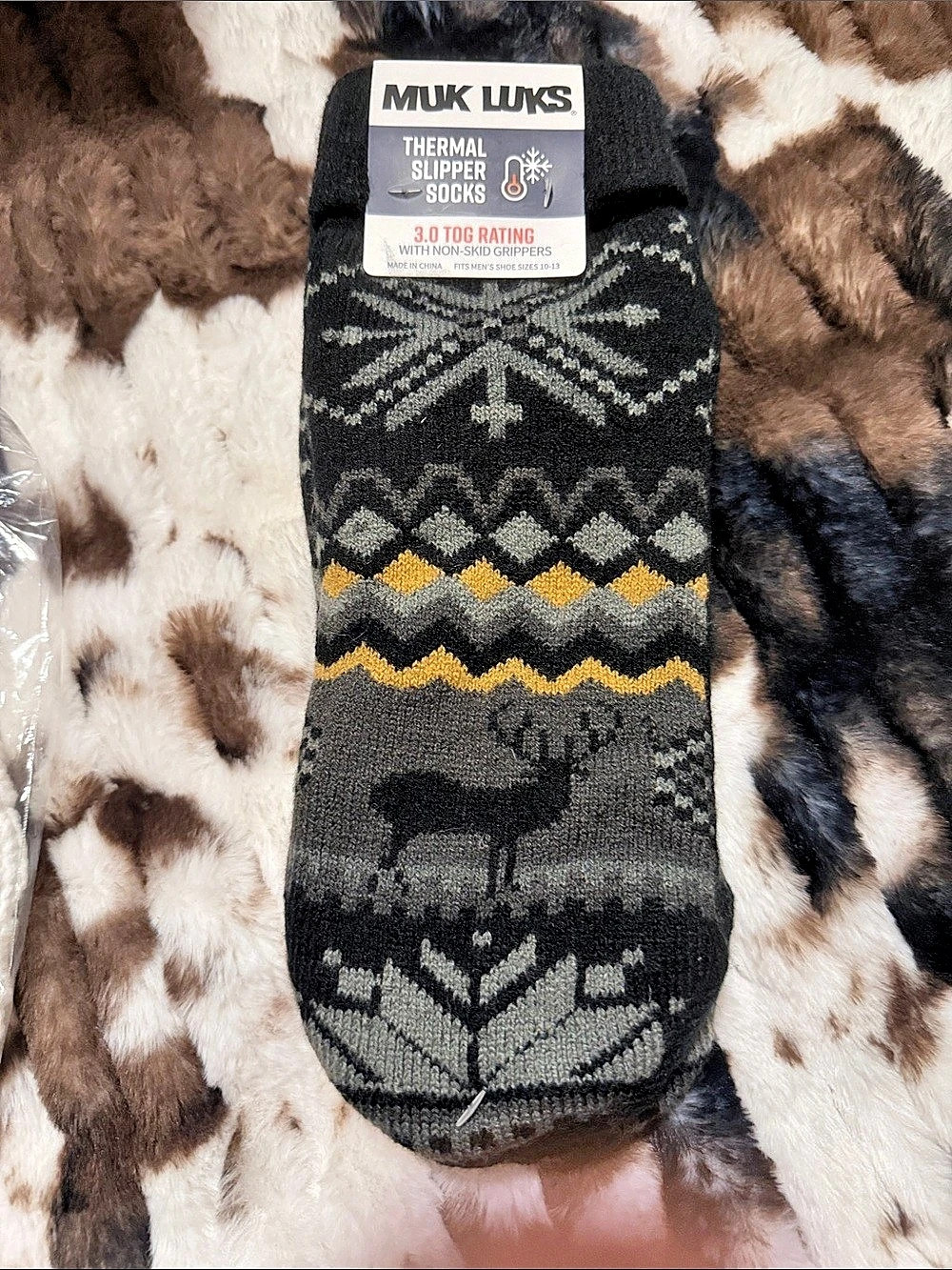 Muk Luks Thermal Slipper Socks 3.0 TOG Rating Black & Gray